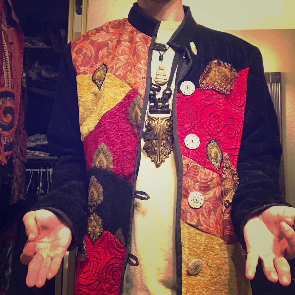 Gypsy Embroidered patchwork jacket Sz M unisex